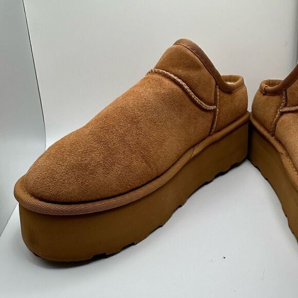 CUSHIONAIRE Women's Genuine Suede Cozy Mule Platform +Memory Foam 11 WIDE CHESTN - Picture 7 of 7